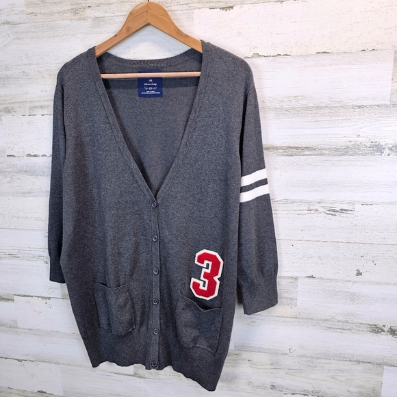 U.S. Polo Assn. Womens V-Neck Varsity Cardigan Sweater 2X Gray University Preppy - Picture 2 of 9